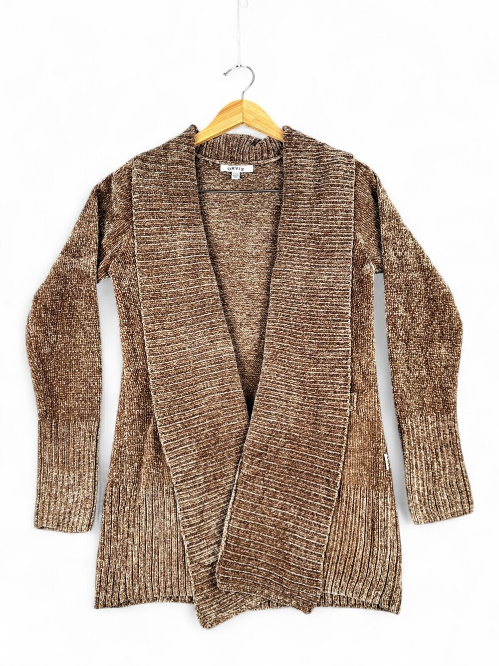 Orvis Chenille Shawl Collar Open Cardigan Sweater S